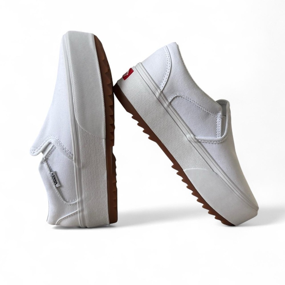 Vans “Asher” White Slip-On Platform Sneakers